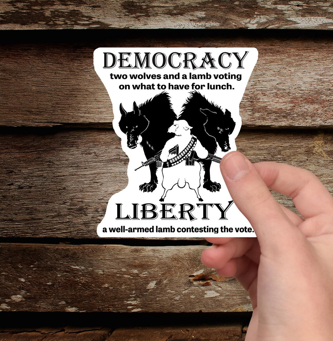 Liberty Lamb Democracy vs Republic Wolf Two Lambs Die-Cut Vinyl Decal Sticker