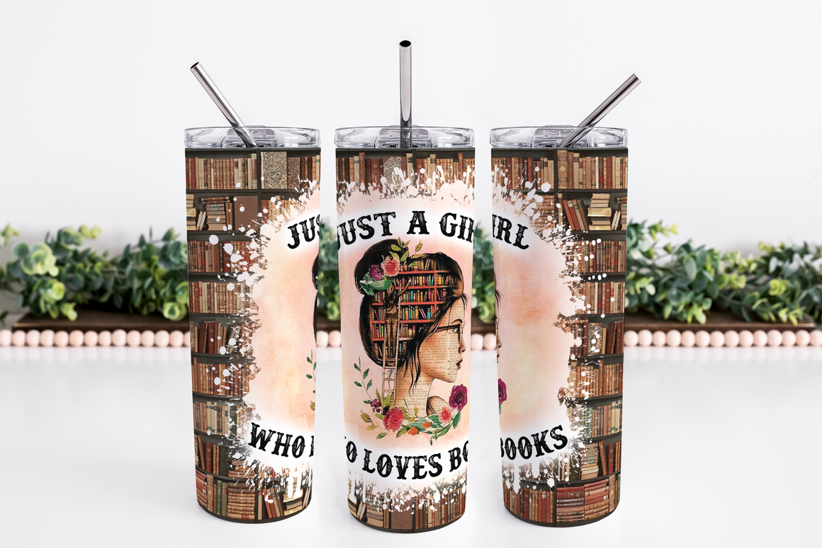 Just A Girl Who Loves Books - 20 oz Skinny Tumbler
