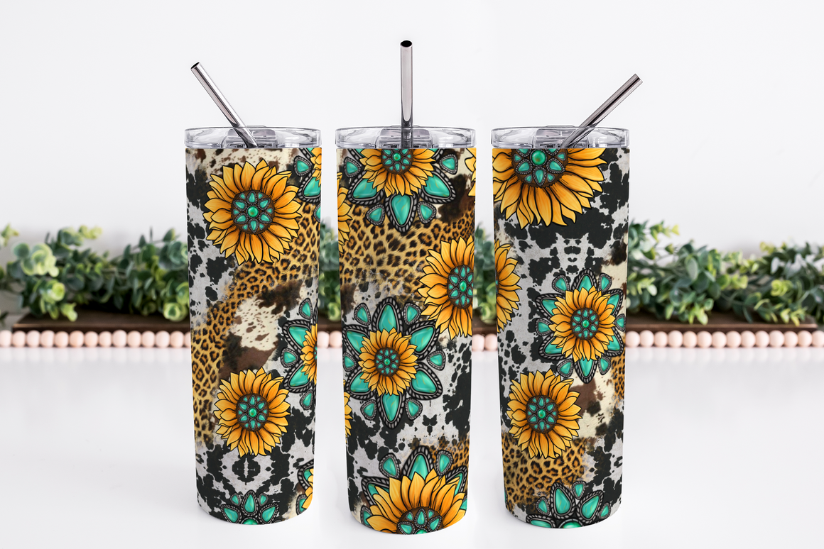 Western Sunflowers - 20 oz Skinny Tumbler